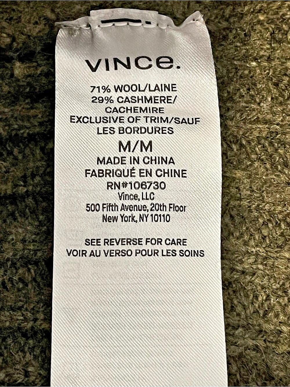 Vince Ribbed Wool-Cashmere Blend Sweater Size Medium - Picture 5 of 5